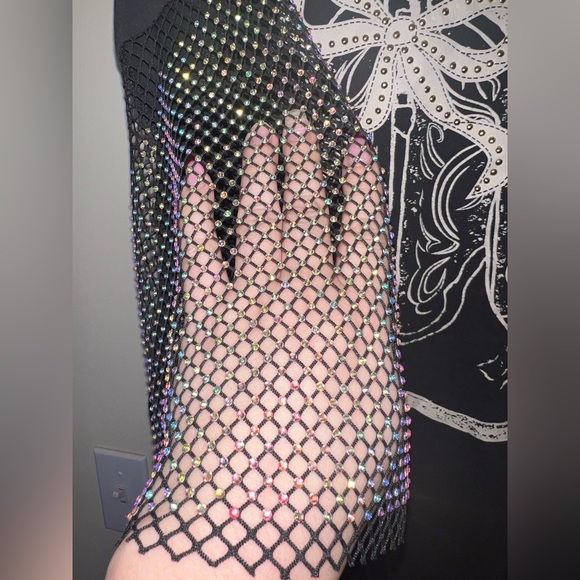 Threads On 9th Western Boots Graphic Tee w/ Rhinestone Mesh Sleeves XL - Picture 5 of 8